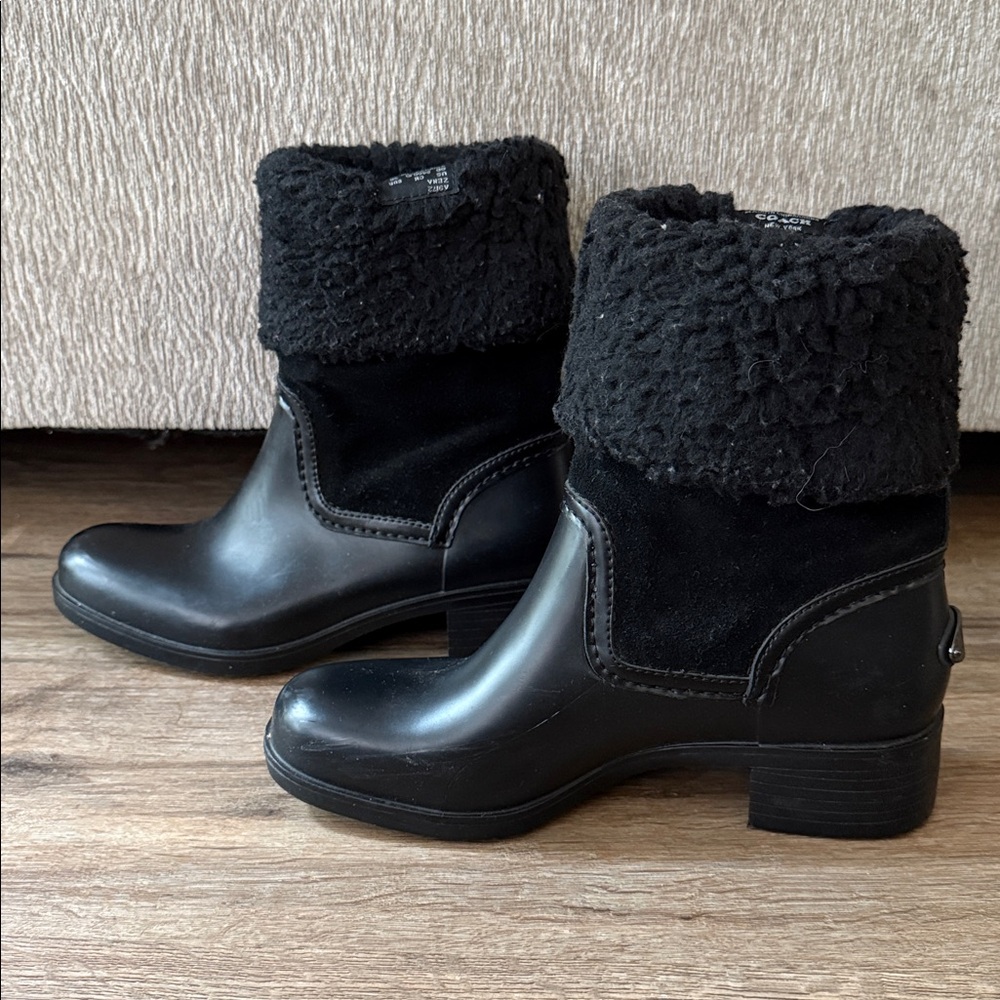 COACH ZANA A9172 Black Women's Boots With Fur - Picture 3 of 16